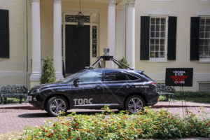 Torc vehicle arriving at the Executive Mansion in Richmond, Va.