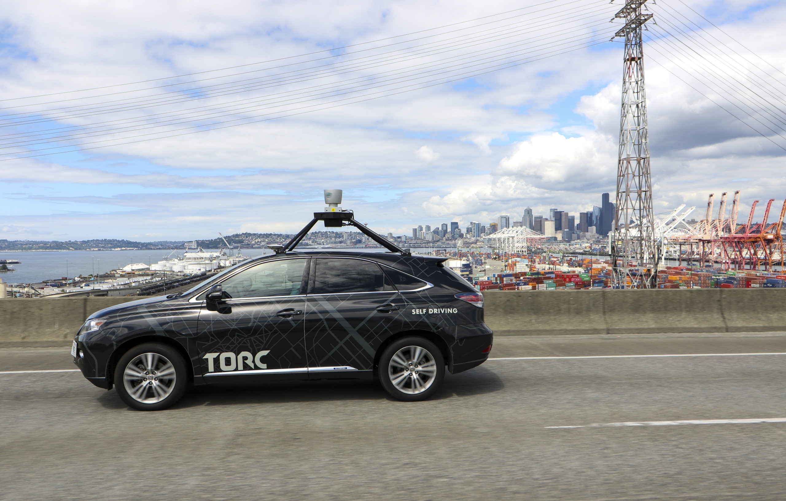 Torc vehicle driving in Seattle.
