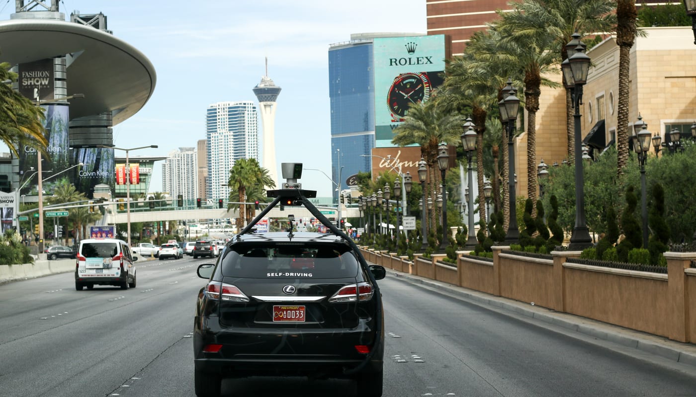 torc vehicle driving in Las Vegas.
