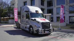 Torc truck in front of the new Torc Austin office