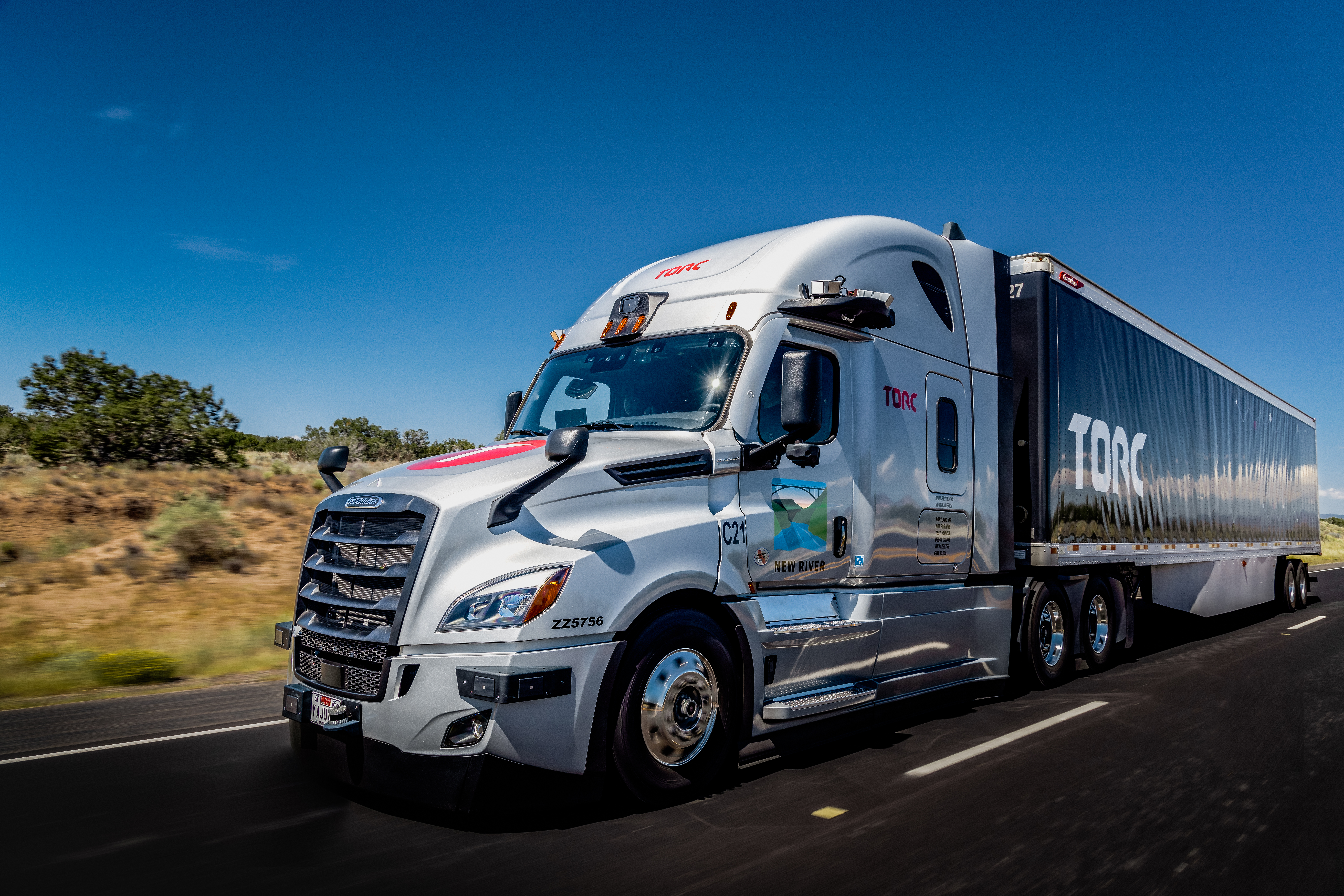 Torc autonomous freight truck on highway 2022
